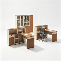 Bureau de travail en L moderne pour usage commercial, avec armoire de rangement et étagère, en bois, pour personnel, garantie 5 ans, fabrication OEM