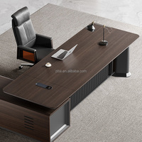 Bureau de direction moderne et durable sur mesure, en noyer noir, avec armoire de rangement écologique, directement de l'usine
