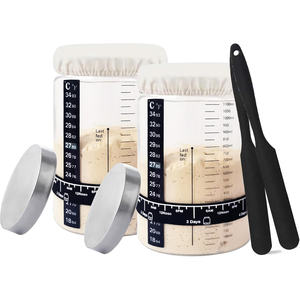 Bread <b>Fermentation</b> Bottle Baking Supplies Large Mouth <b>Jar</b> Graduated Bamboo <b>Jar</b> Reusable Sourdough Starter Kit - Product Image 1
