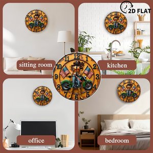 Round Wooden Wall <b>Clock</b> 25x25Cm Natural Wood Grain Silent Non Ticking Home Farmhouse Decor - Product Image 4
