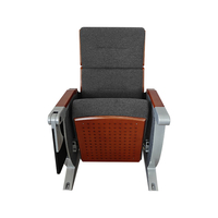 Chaise de théâtre pliante de chaise de hall d'auditorium de prix usine avec le bloc-notes couverture en tissu en cuir sièges de cinéma de coquille en bois