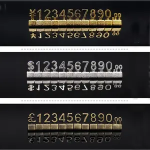 Numero dorato lettera regolabile prezzo Display Stand Tag set di etichette numeriche