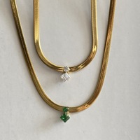 Collar Geométrico Luoyan para Mujer, Chapado en Oro de 18K, Acero Inoxidable, con Circonita Blanca Esmeralda, Tipo Cadena Espiga