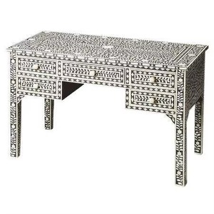 Bone Inlay Console Bone Inlay Table with 5 Drawers Storage Cabinets for Living Room Wood MdF Console Mother of Pearl Table - Product Image 5