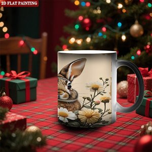 Matte Frosted 11oz Black <b>Ceramic</b> Coffee Mug Heat Sensitive Magic Drinking <b>Cup</b> - Product Image 2