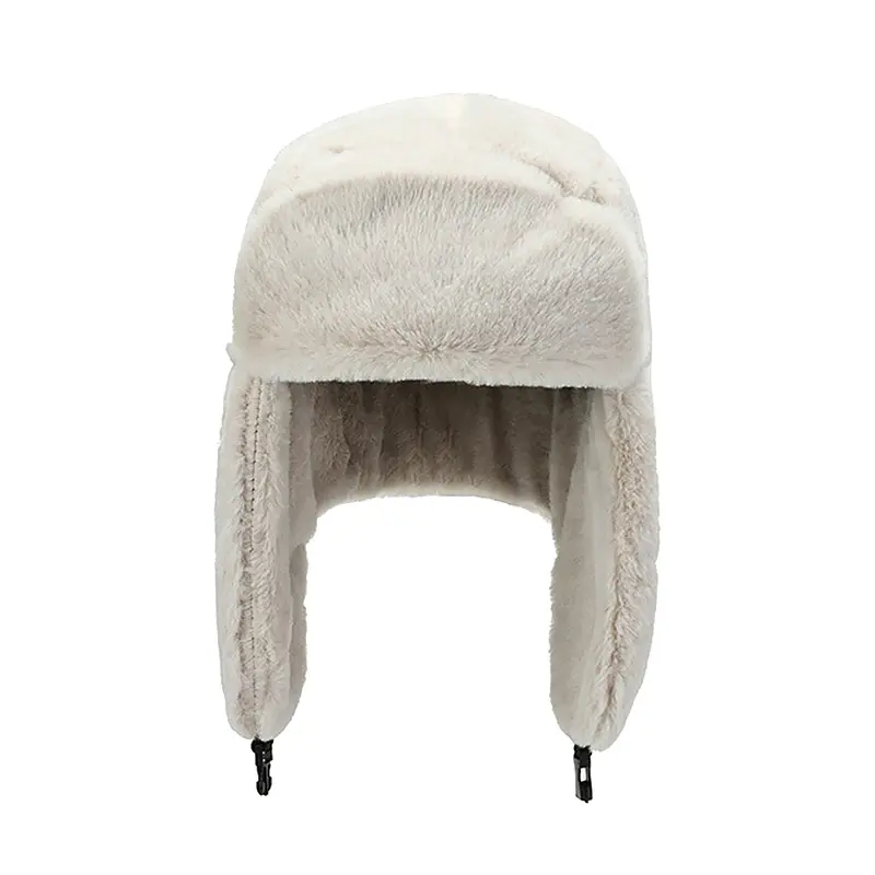 Women's Winter Thickened Warm Beanie Russian Caps Korean Fashion Ushanka Earflap Pilot Hat Women's Trend Bomber Hat Adjustable