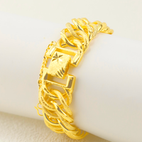 Z H Bracelet unisexe tendance de 20 cm, plaqué or 24 carats, chaîne cubaine Miami géométrique, style hip-hop, en laiton, cadeau