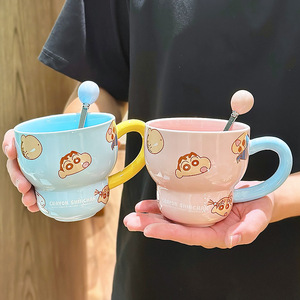 Zuo Mu Crayon Shinchan Ceramic Mug With Spoon Heat Resistant For Kids And Girls Gift Spring 2025 - Product Image 2