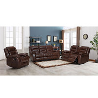 Modernes Elektrisches Relaxsofa-Set mit Ausziehbarer Massage, Kabelloser Ladestation & LED-Beleuchtung & Konsole aus Leder für Heimkino