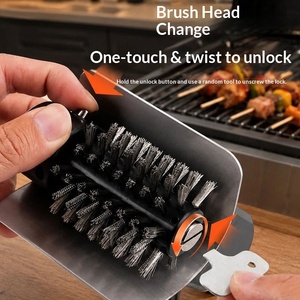Brosse <span class=keywords><strong>de</strong></span> nettoyage pour barbecue en acier inoxydable, rechargeable, portable, pour <span class=keywords><strong>camping</strong></span> en extérieur, brosse à rouleau manuelle pour barbecue - Product Image 2
