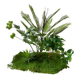 Base de mousse réaliste avec feuillage de fougère, cluster paysager pré-fabriqué, verdure sauvage pour décor d'intérieur commercial (centre commercial, café, allée) - Product Image 5