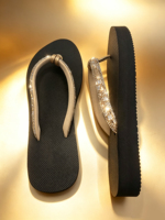 Sandales de plage et de villégiature légères en EVA pour femmes, avec plateforme, strass et cristaux, style décontracté, par Designer Charms