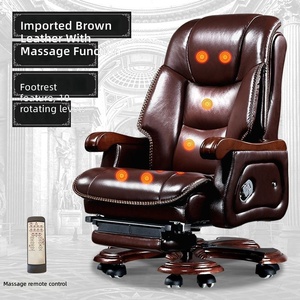 Luxury <b>High</b> <b>Back</b> <b>Office</b> <b>Chair</b> Rotatable Real Leather Height Adjustable Gas Lifting Reclining Executive Big Boss Massage <b>Chair</b> - Product Image 4