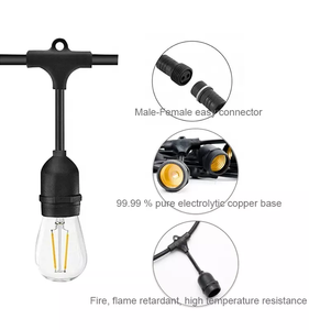 Cadena de luces de ahorro de energía para exteriores de 10m y 36 pies S14 bombillas LED transparentes festón para acampar Navidad al aire libre luces de cadena de alta resistencia - Product Image 4