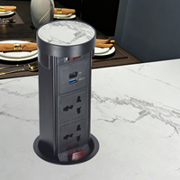 Prise de table pneumatique Pop, panneau supérieur personnalisable, indice de protection IP44, 2 prises, en alliage d'aluminium, pour îlot de cuisine, bureau, encastrée dissimulée