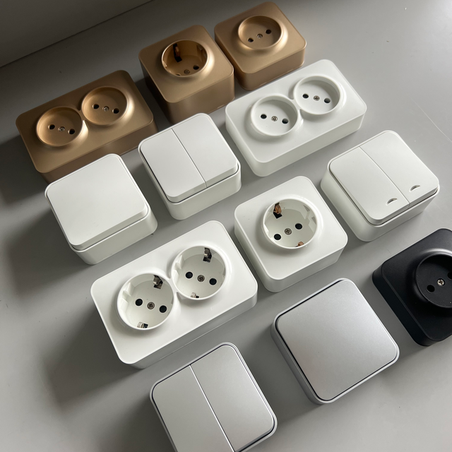 European Standard 16A 220-250V~ Surface Mounted Double Schuko Socket for Home or Hotel