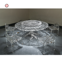 TT maßgefertigter luxuriöser moderner Esstisch aus Platin-Kristall-Acryl für 6 Personen, rund