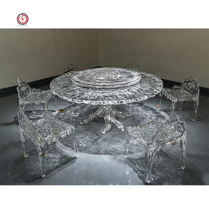<span class=keywords><strong>Mesa</strong></span> de comedor redonda de 6 plazas de acrílico cristalino platino moderno de lujo personalizado TT - Product Image 2
