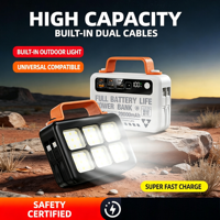 Batterie externe portable 20000 mAh à charge ultra-rapide 22,5 W avec câbles intégrés, lampe de camping, batterie externe pour événements en plein air