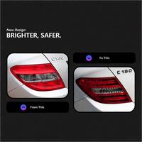 مجموعة مصابيح خلفية لسيارات مرسيدس-بنز الفئة C طراز W204 موديلات 07-13، موديل 555 OLIVER، مصباح فرامل LED بتصميم أصلي بقوة 30 واط