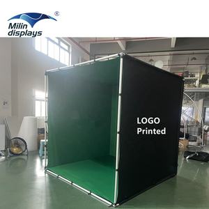 ขาตั้งฉากหลังทรงลูกบาศก์สำหรับสตูดิโอถ่ายภาพวิดีโอเกม <span class=keywords><strong>VR</strong></span> และการแสดงสดสีเขียวโครมเนย์ - Product Image 4