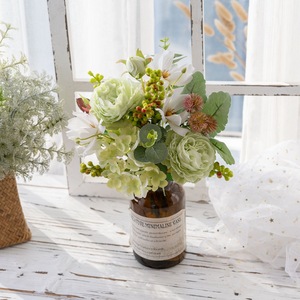Ramo de Rosas y Hortensias Artificiales Zhiying, Tela Plástica Tejida, Decoración para el Hogar y Bodas CF01410 - Product Image 1