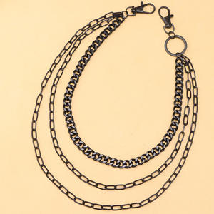 Stylish Multi Layer Black Metal Waist Chain For Denim <b>Apparel</b> Unisex Fashion <b>Accessory</b> Daily Wear Hip Hop Style Zinc Alloy - Product Image 6