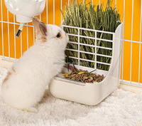 Support d'alimentation en herbe à lapin 2 en 1 Conteneur de stockage de nourriture Mangeoire pour animaux de compagnie