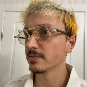 Lunettes de soleil rondes unisexes Cy-98105, monture en PC, protection UV400, style tendance, couleur noire - Product Image 3