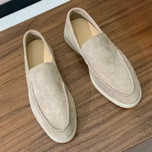 รองเท้าเดินและขับรถแบบ unisex รองเท้าโลฟเฟอร์หนังแท้ รองเท้าสวมลำลองแบบส้นแบนหนังกลับหนังแกะ พื้นรองเท้ายาง มีไซส์ใหญ่พิเศษ - Product Image 2