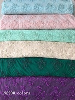 Derniers modèles de broderie, tissu de robe de fête de mariage de luxe pour filles, perles lourdes faites à la main, paillettes, dentelle brodée, polyester