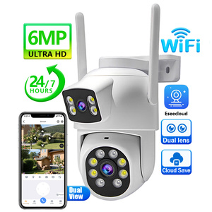 3MP ống kính kép DOME PTZ Camera WIFI IP CCTV Mạng an ninh 360 theo dõi nhà ngoài trời không dây được xây dựng trong mic - Product Image 1