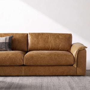 Juego de Sofás de Cuero Genuino Moderno y de Lujo, Muebles para Sala de Estar, Sofá de Cuero Tapizado Cómodo de 3 Plazas - Product Image 2