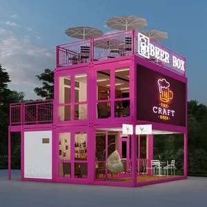 Harga Murah 20ft Prefabrikasi Pengiriman Mobile Coffee Shop Container Bar Toko Toko Prefab