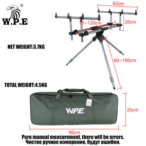 Soporte telescópico de aluminio de alta calidad para 4 cañas de pescar, <span class=keywords><strong>equipo</strong></span> ajustable para pesca de carpas, detector de picaduras. - Product Image 5