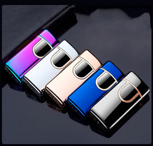 Nouveau briquet à gaz électrique rechargeable à double usage, double feu bleu flamme double coup droit coupe-vent allume-cigare - Product Image 2