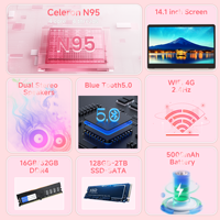 Nouvel ordinateur portable 14,1 pouces IPS Intel N95 Quad-Core 1,7 GHz 512 Go SSD UHD Graphics Clavier anglais Windows 11 WiFi pour étudiants et usage domestique