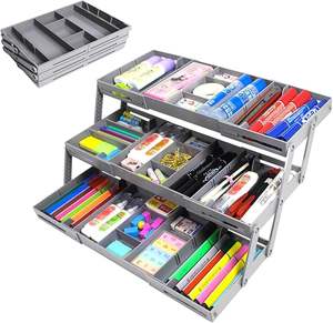 3 Tier <b>Drawer</b> <b>Organizer</b> Expandable Junk <b>Drawer</b> <b>Organizer</b> Multi Level Folding Smart <b>Drawer</b> <b>Organizer</b> for Makeup - Product Image 1
