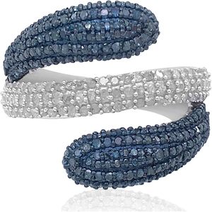 Anillo de Plata de Ley Jewelspaark con Diamantes Naturales Blancos y Azules de 1.62 Quilates para Mujer, Talla 5 de EE. UU. - Product Image 1
