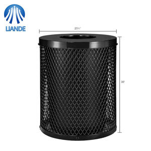 ถังขยะเหล็กแบบขยายได้สำหรับภายนอกอาคาร ฝาปิดแบบเรียบ ความจุ 36 แกลลอน สำหรับโรงเรียนและสวนสาธารณะ ทนน้ำเคลือบด้วยผง - Product Image 5