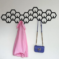 Grand Porte-Manteau Hexagonal Mural Moderne, Organisateur Géométrique Décoratif en Métal, Crochets Muraux, Porte-Chapeaux Unique pour Entrée et Décoration Intérieure