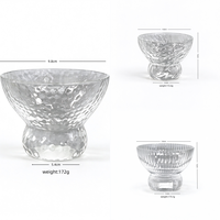 Bol à dessert vintage en verre à pied épais, texturé côtelé, transparent, pour glaces, trifles et coupes glacées, idéal pour café, fête, bar