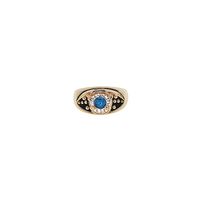 Anillo de Cóctel con Diseño de Ojo Turco en Acero Inoxidable 316L Chapado en Oro PVD con Cristal Lapislázuli, Joyería de Moda Unisex