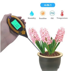 Medidor de temperatura 4 en 1 LCD, medidor de pH y humedad del suelo para jardín, granja, invernadero, probador de fertilización del suelo