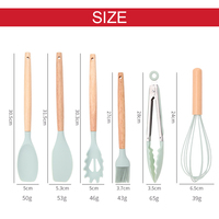 Harga Grosir Terlaris 12pcs Set Peralatan Masak Silikon dengan Gagang Kayu