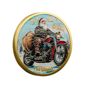 Stock natale babbo natale in sella a una motocicletta monete Commemorative Souvenir collezione in rilievo in metallo artigianato Festival regali 40mm - Product Image 2