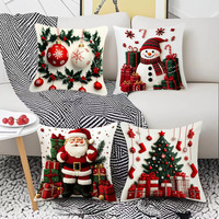 Nouvelle Housse de Coussin Carrée en Lin Doux avec Imprimé Bonhomme de Neige de Dessin Animé, Housse de Canapé et Oreiller de Noël