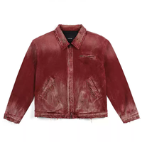 Blouson Bomber Vintage Homme Personnalisé Effet Délavé avec Rivets – OEM/ODM Accepté – Toile Écologique en Mélange Coton-Polyester Lourd