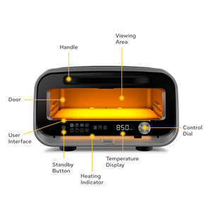 Four à pizza et <span class=keywords><strong>shawarma</strong></span> électrique Volt 2, four à convection de comptoir, pour cuisiner des pizzas de 12 pouces, gris anthracite - Product Image 3