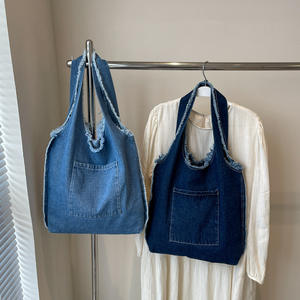 Dames Casual Grote Capaciteit Denim Schoudertas Nieuwe Modieuze Boodschappentas Met Luie Stijl Voor Studenten De Draagtas - Product Image 4